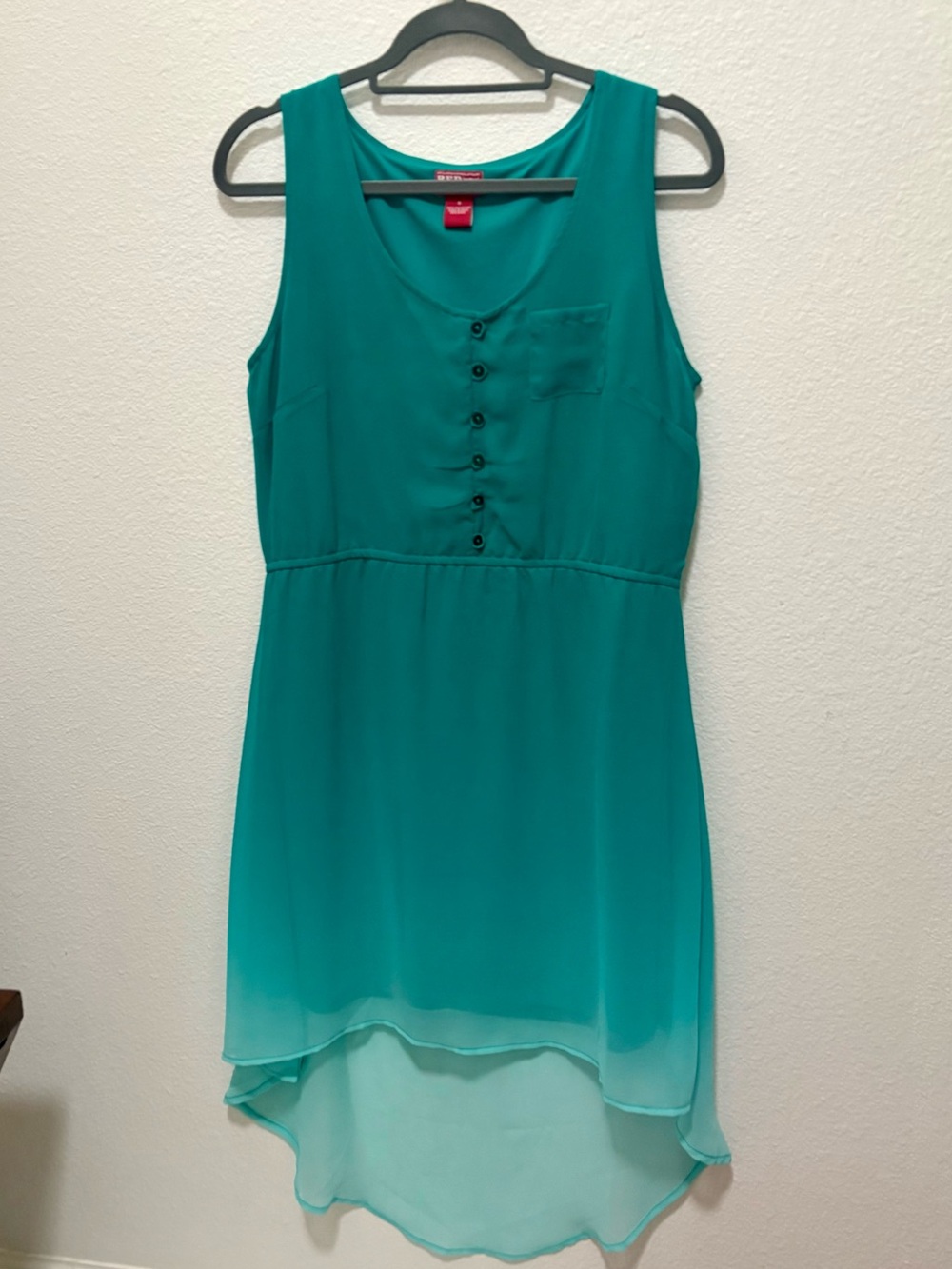 Sleeveless Teal Hi-Low Dress with Button Front